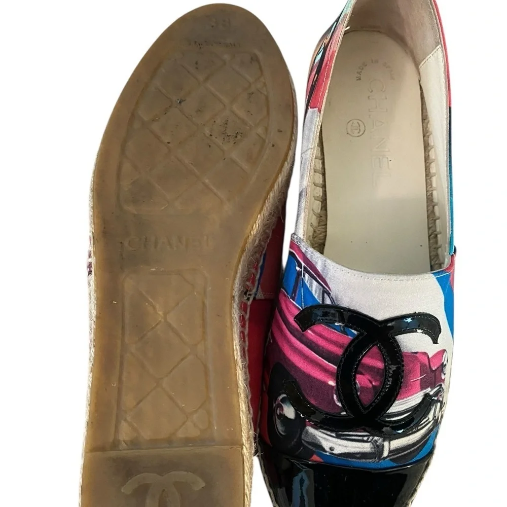 Chanel Colorful Car Print Espadrilles